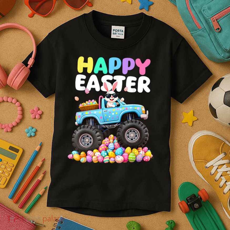 Happy Easter Monster Truck Easter Eggs  Kids T-Shirt