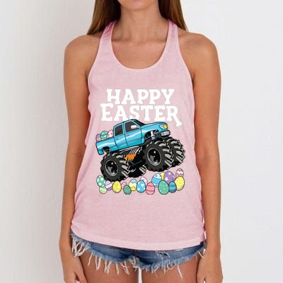 Happy Easter Monster Truck Easter Eggs Women's Knotted Racerback Tank