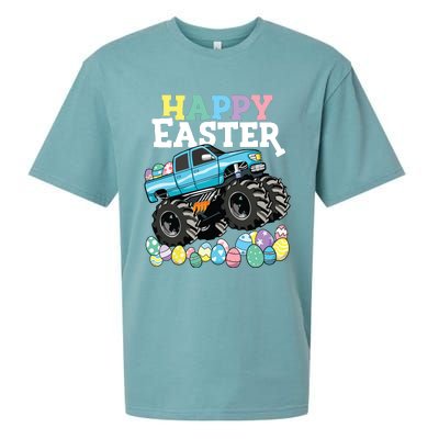 Happy Easter Monster Truck Easter Eggs Sueded Cloud Jersey T-Shirt