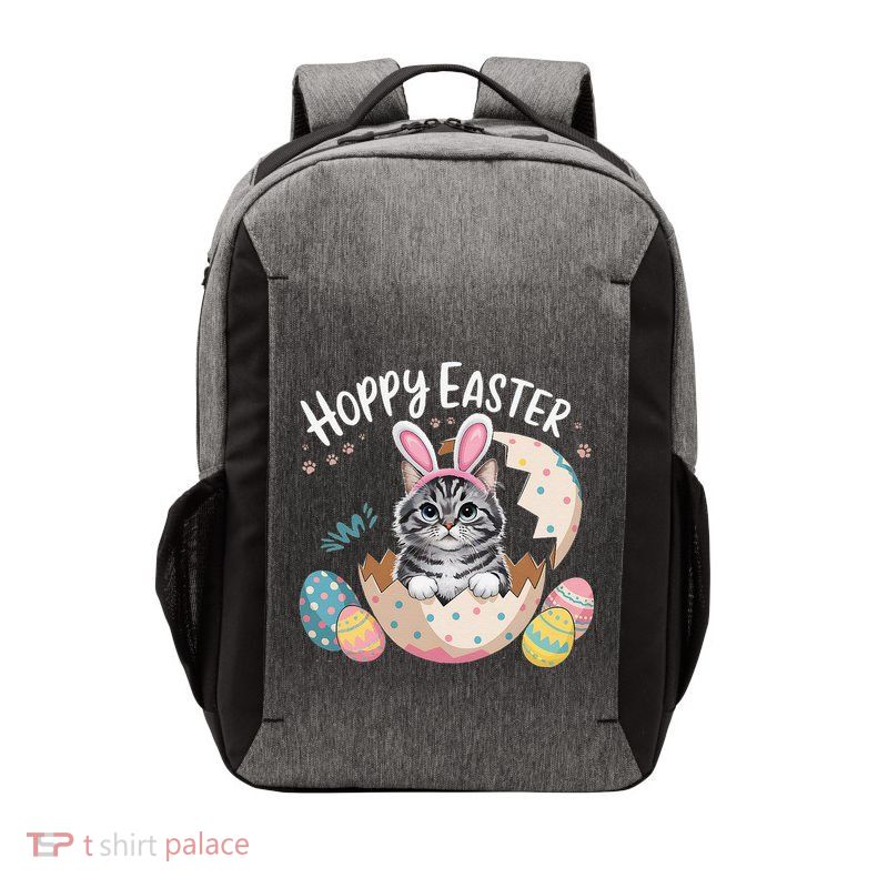 Hoppy Easter Meow Cute Cat Bunny Egg Hunt Vector Backpack