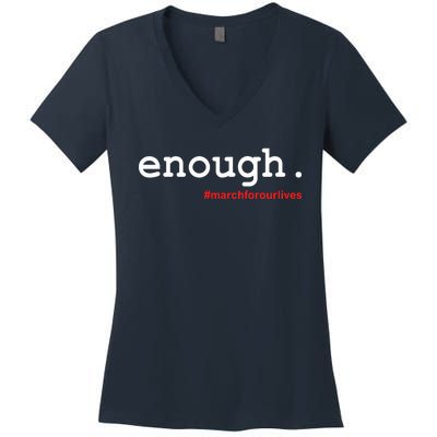 Hashtag #Enough March For Our Lives Women's V-Neck T-Shirt