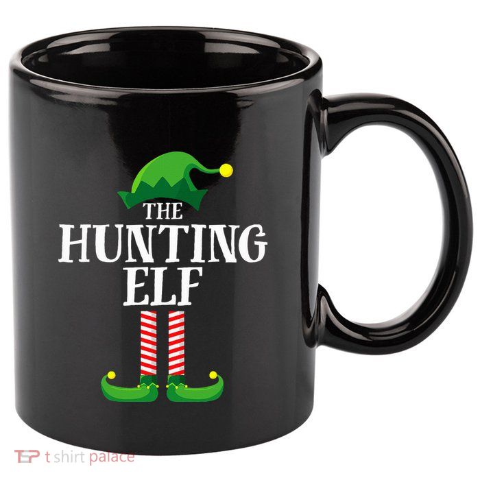 Hunting Elf Matching Family Group Christmas Party Pyjamas 11oz C Handle Ceramic Mug