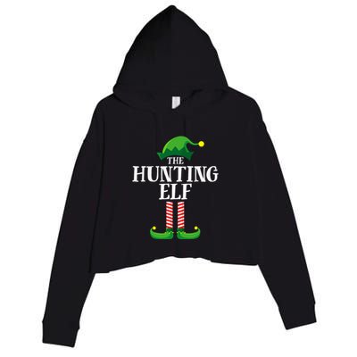 Hunting Elf Matching Family Group Christmas Party Pyjamas Crop Fleece Hoodie
