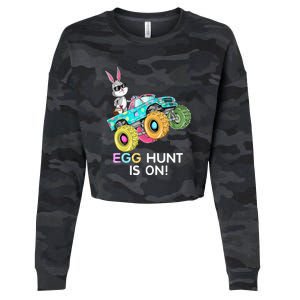 Happy Easter Monster Truck Lovers Dabbing Bunny Cropped Pullover Crew