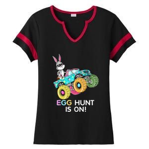 Happy Easter Monster Truck Lovers Dabbing Bunny Ladies Halftime Notch Neck Tee