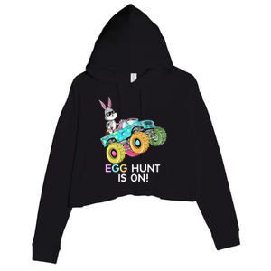 Happy Easter Monster Truck Lovers Dabbing Bunny Crop Fleece Hoodie