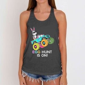 Happy Easter Monster Truck Lovers Dabbing Bunny Women's Knotted Racerback Tank