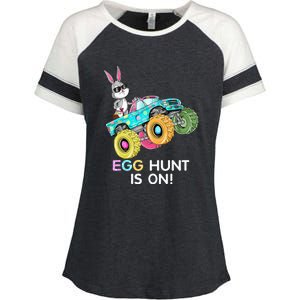 Happy Easter Monster Truck Lovers Dabbing Bunny Enza Ladies Jersey Colorblock Tee