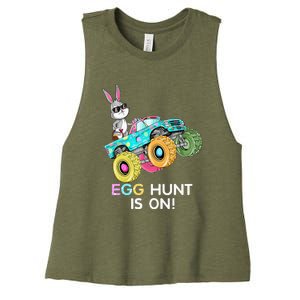 Happy Easter Monster Truck Lovers Dabbing Bunny Women's Racerback Cropped Tank