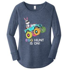 Happy Easter Monster Truck Lovers Dabbing Bunny Women's Perfect Tri Tunic Long Sleeve Shirt