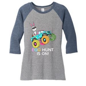 Happy Easter Monster Truck Lovers Dabbing Bunny Women's Tri-Blend 3/4-Sleeve Raglan Shirt