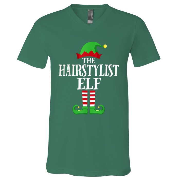 Hairstylist Elf Matching Family Group Christmas Party Pajama V-Neck T-Shirt