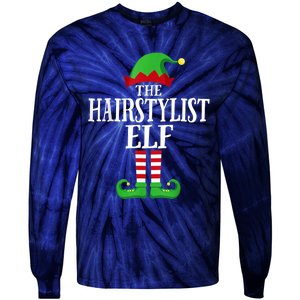 Hairstylist Elf Matching Family Group Christmas Party Pajama Tie-Dye Long Sleeve Shirt