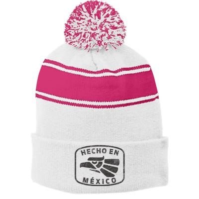 Hecho En Mexico Made In Mexico Vintage Fun Stripe Pom Pom Beanie