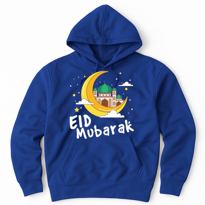 Happy Eid Mubarak Calligraphy With Mosque And Eid Crescent Gift Hoodie