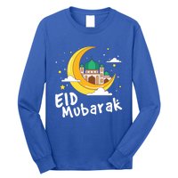 Happy Eid Mubarak Calligraphy With Mosque And Eid Crescent Gift Long Sleeve Shirt