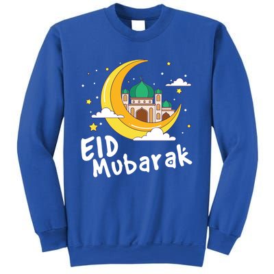 Happy Eid Mubarak Calligraphy With Mosque And Eid Crescent Gift Sweatshirt