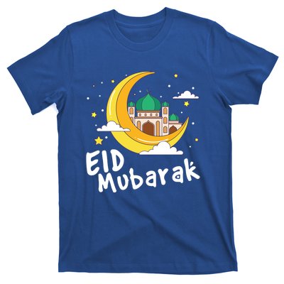 Happy Eid Mubarak Calligraphy With Mosque And Eid Crescent Gift T-Shirt