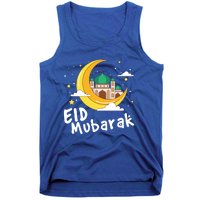 Happy Eid Mubarak Calligraphy With Mosque And Eid Crescent Gift Tank Top