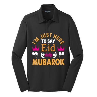 Happy Eid Mubarak For Muslim Eid Al Fitr Islamic Gift Silk Touch Performance Long Sleeve Polo