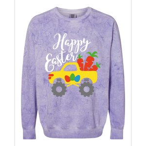 Happy Easter Monster Truck Carrots Cool Gift Colorblast Crewneck Sweatshirt