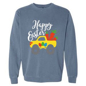 Happy Easter Monster Truck Carrots Cool Gift Garment-Dyed Sweatshirt