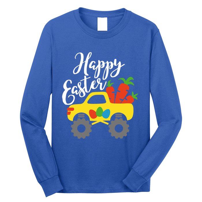 Happy Easter Monster Truck Carrots Cool Gift Long Sleeve Shirt