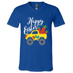 Happy Easter Monster Truck Carrots Cool Gift V-Neck T-Shirt