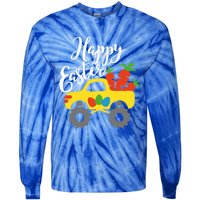 Happy Easter Monster Truck Carrots Cool Gift Tie-Dye Long Sleeve Shirt