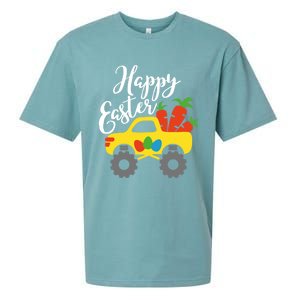 Happy Easter Monster Truck Carrots Cool Gift Sueded Cloud Jersey T-Shirt