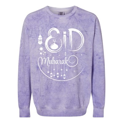 Happy Eid Mubarak Gift Eid Algiftfitr Eid Ramadan Islamic Gift Colorblast Crewneck Sweatshirt