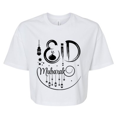 Happy Eid Mubarak Gift Eid Algiftfitr Eid Ramadan Islamic Gift Bella+Canvas Jersey Crop Tee