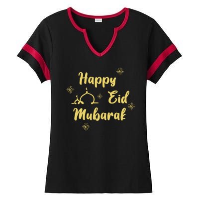 Happy Eid Mubarak Celebration Ladies Halftime Notch Neck Tee