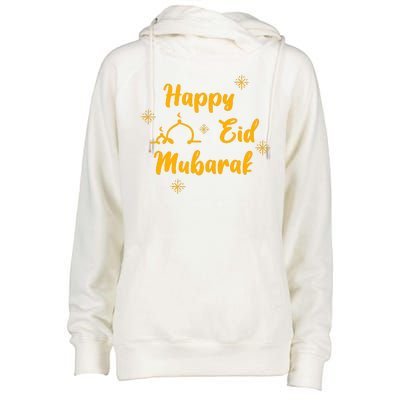 Happy Eid Mubarak Celebration Womens Funnel Neck Pullover Hood