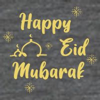 Happy Eid Mubarak Celebration 7 Panel Mesh Trucker Snapback Hat