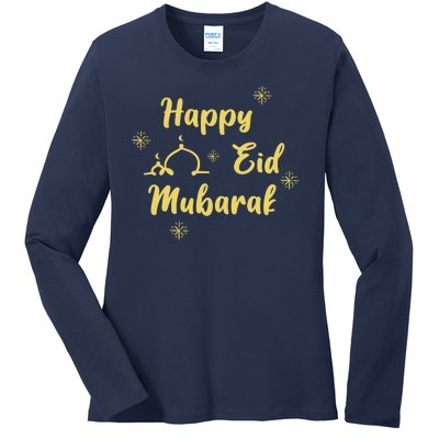 Happy Eid Mubarak Celebration Ladies Long Sleeve Shirt