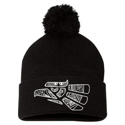Hecho En Mexico Aztec Calendar Mexican Eagle Pom Pom 12in Knit Beanie