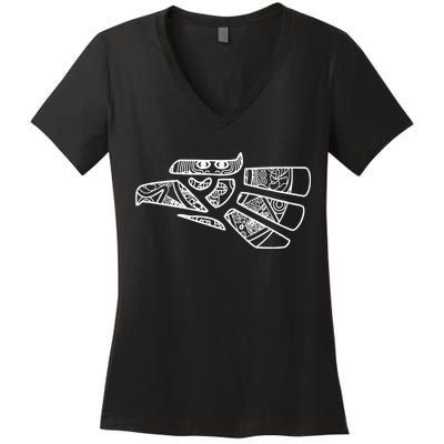Hecho En Mexico Aztec Calendar Mexican Eagle Women's V-Neck T-Shirt