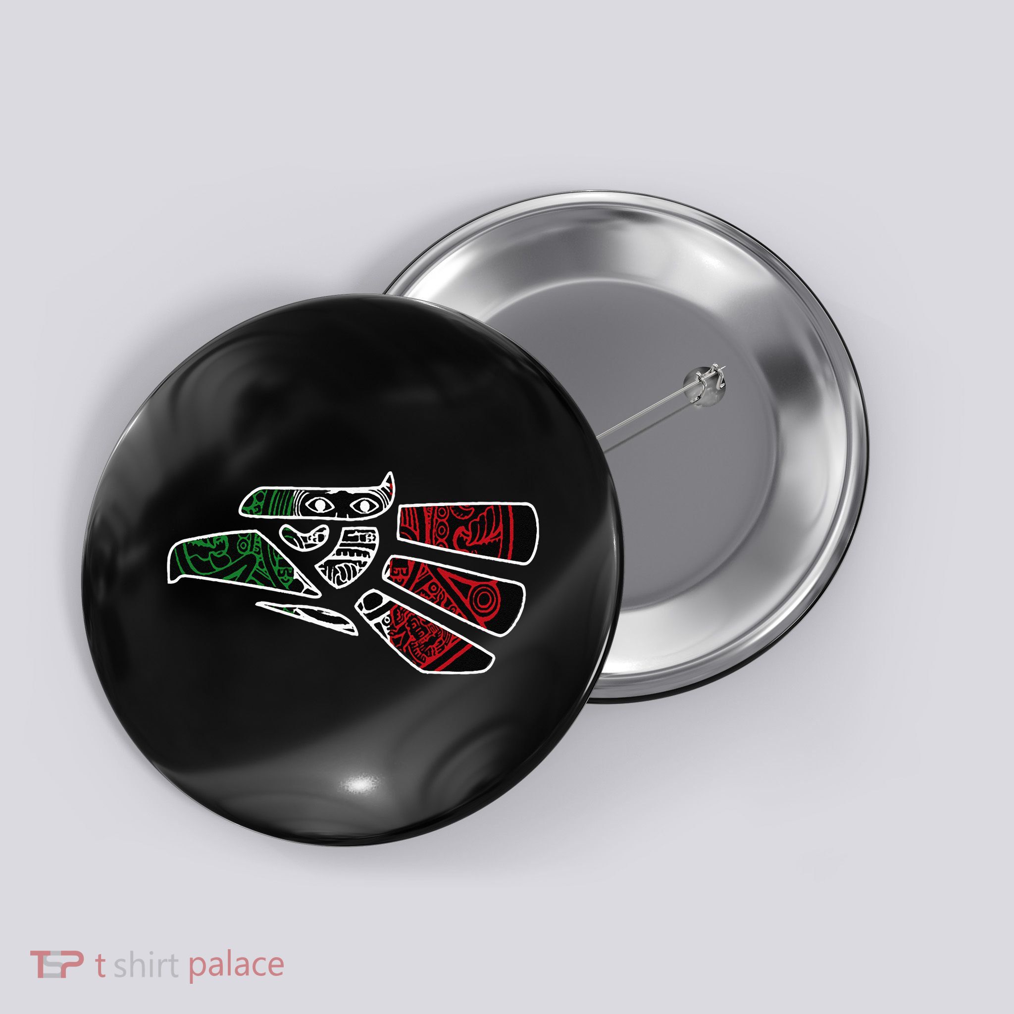 Hecho En Mexico Aztec Calendar Mexican Eagle Button