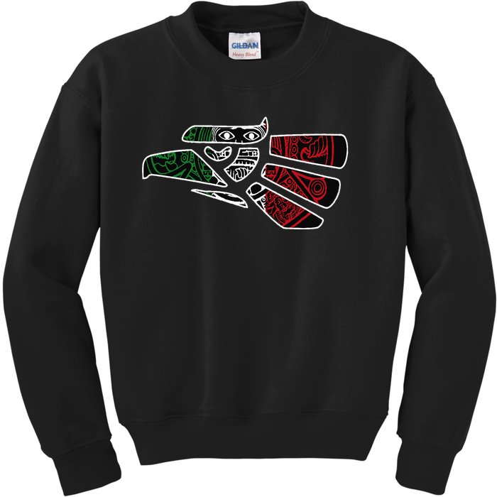 Hecho En Mexico Aztec Calendar Mexican Eagle Kids Sweatshirt