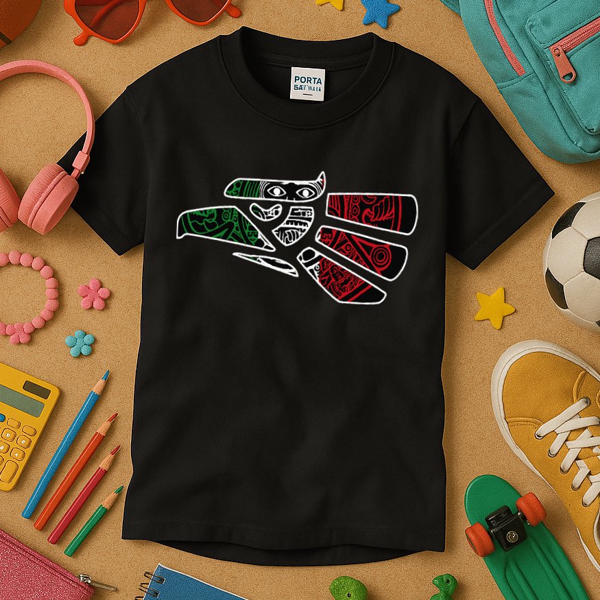 Hecho En Mexico Aztec Calendar Mexican Eagle Kids T-Shirt