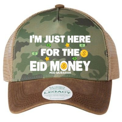 Happy Eid Mubarak Funny Eid Al Fitr I'm Here For Money Legacy Tie Dye Trucker Hat