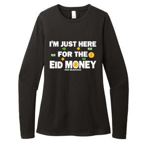 Happy Eid Mubarak Funny Eid Al Fitr I'm Here For Money Womens CVC Long Sleeve Shirt