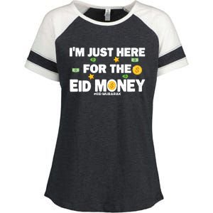 Happy Eid Mubarak Funny Eid Al Fitr I'm Here For Money Enza Ladies Jersey Colorblock Tee