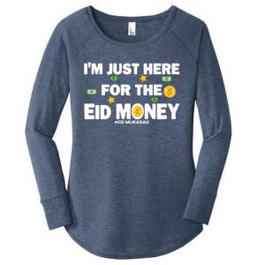 Happy Eid Mubarak Funny Eid Al Fitr I'm Here For Money Women's Perfect Tri Tunic Long Sleeve Shirt