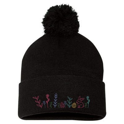 Happy Easter Minimalist Easter Sunday Pom Pom 12in Knit Beanie