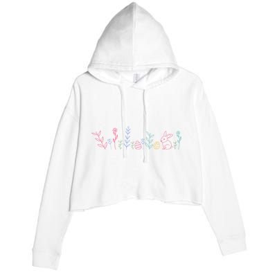 Happy Easter Minimalist Easter Sunday Crop Fleece Hoodie