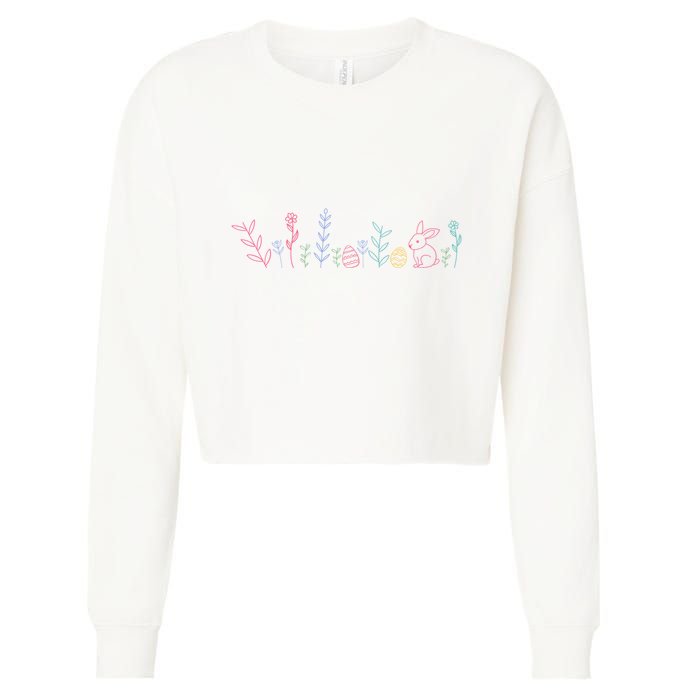 Happy Easter Minimalist Easter Sunday Cropped Pullover Crew