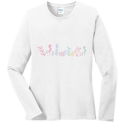 Happy Easter Minimalist Easter Sunday Ladies Long Sleeve Shirt