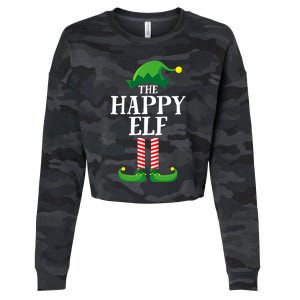 Happy Elf Matching Family Group Christmas Party Cropped Pullover Crew